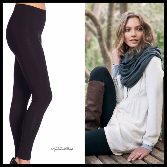Felina Pants - BASIC BLACK LEGGINGS EVERYDAY SKINNY KNIT PANT A3C
